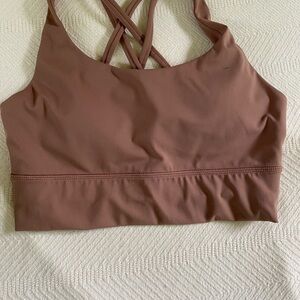 Elegant Brown Crisscross Sports Bra